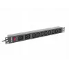 Unidade de distribuição de energia para rack LANBERG PDU-02I1908I-0200-C20-BK — 1U, 10×C13, 16A, cabo de 2 m, 19 polegadas