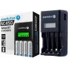 Carregador de baterias everActive NC450B — carregador de 4 células AAA, 110/230V AC, preto