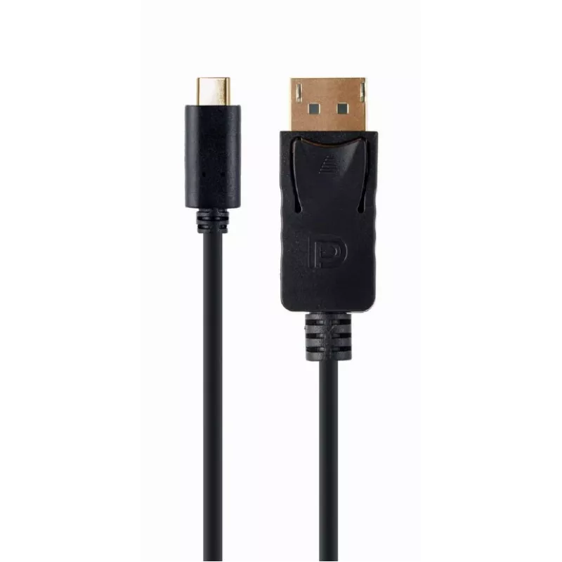 Adaptador Gráfico USB Gembird A-CM-DPM-01 com USB-C, suporta até 3840×2160, USB 2.0 / 3.2 Gen 2, preto, cabo de 2 m