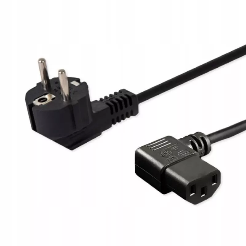 Cabo de alimentação SAVIO CL-116 — 1,8 m, preto, ficha de alimentação angular tipo C para IEC C13 angular, 3 condutores 0,5 mm²