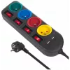 Extensão elétrica MACLEAN MCE229B — 4 tomadas AC, 2× USB-A, cabo de 1,5 m, 10 A, tipo F, interior, preto