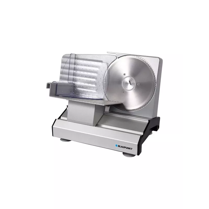 Máquina de cortar fiambre elétrica BLAUPUNKT FMS601 — 200 W, 230 V, lâminas de aço inoxidável, cinzento