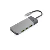 Hub USB Type-C Green Cell HUBGC01 — 7 portas: 3×USB‑A 3.2 Gen 1, 1×USB‑C 3.2 Gen 1, HDMI, leitor de cartões microSD+SD — Prateado