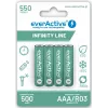 Pilhas recarregáveis AAA NiMH everActive EVHRL03-550 1,2 V 550 mAh pack de 4, cilíndricas R03