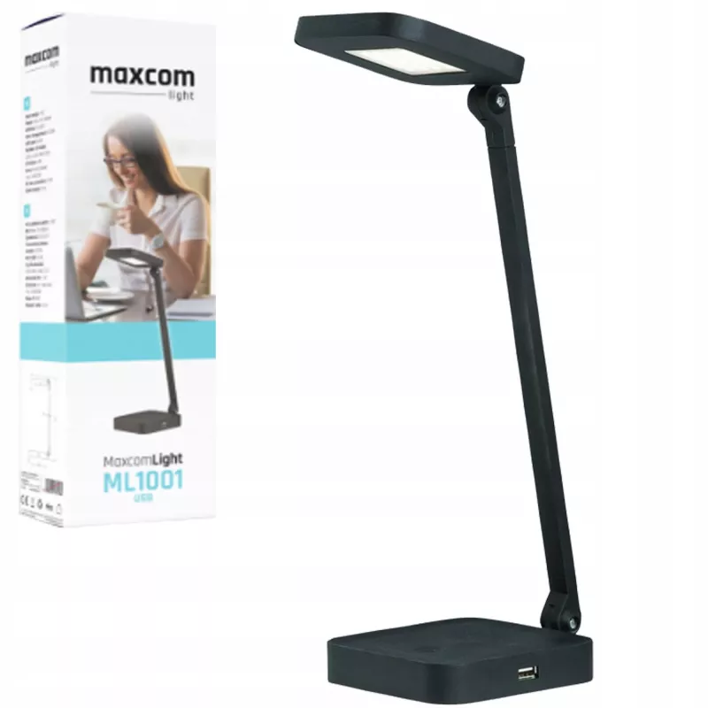 Candeeiro de mesa USB MaxCom ML1001 módulo LED SMD preto