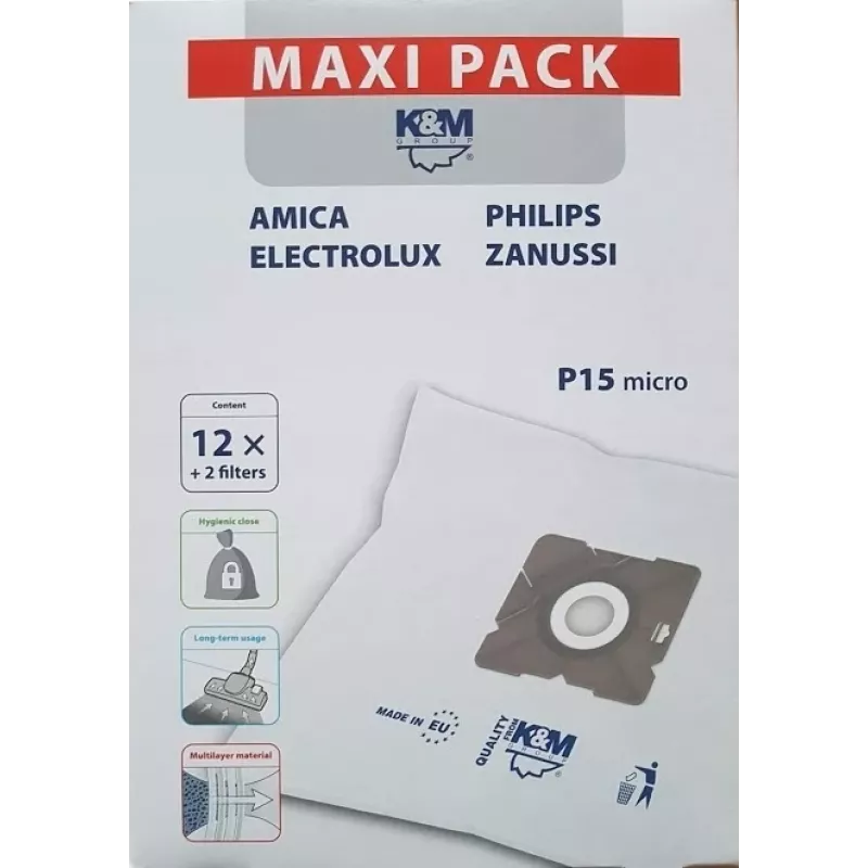 Sacos para aspirador PHILIPS CONCEPT SENCOR ZANUSSI P15 maxi KM-P15-MX (12 unid.)
