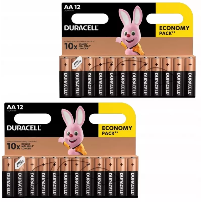 Pilhas Duracell Alcalinas AA (LR6) – pack de 24 pilhas, descartáveis