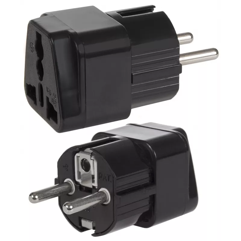 Maclean MCE155 adaptador de ficha universal, tomada UK para ficha UE, preto
