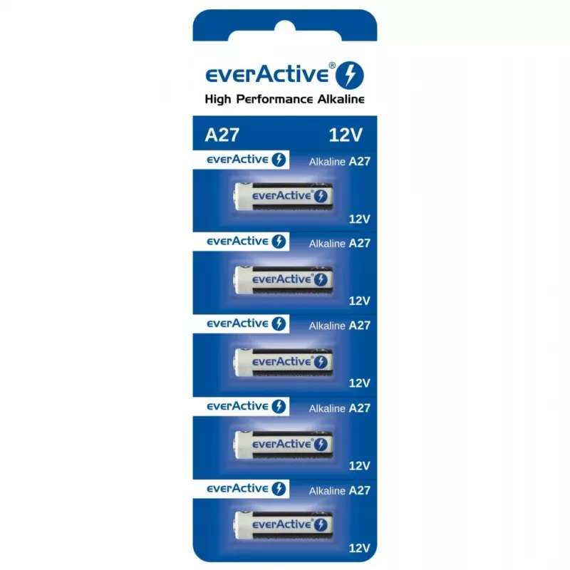 everActive 27A5BL pilha alcalina 27A 12 V, blister de 5 unid., 7,6 x 27,3 mm
