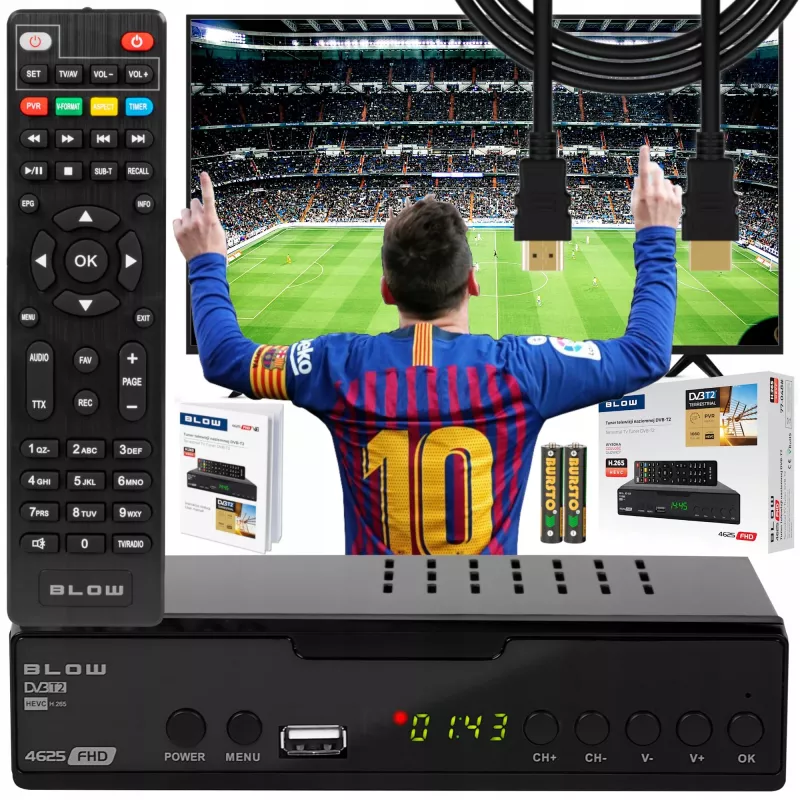 Sintonizador de TV digital BLOW 4625FHD DVB-T2 H.265 recetor terrestre, HDMI, USB, SCART, Ethernet, S/PDIF