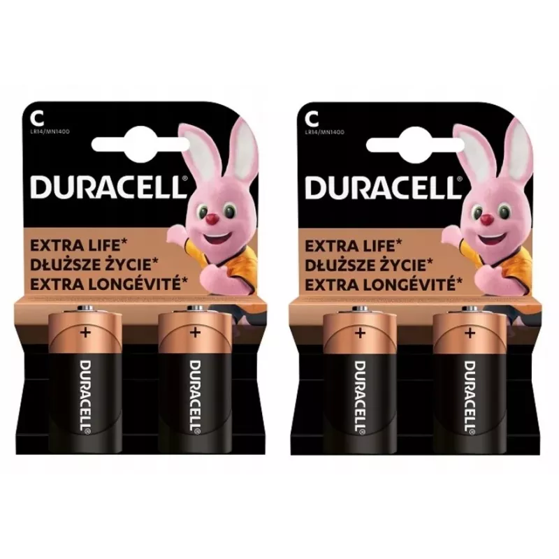 Pilha alcalina Duracell Basic C (LR14), embalagem de 2