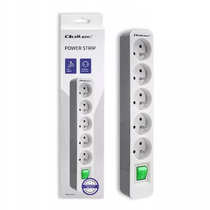 Extensão de energia Qoltec 50290 1,8 m 5 tomadas AC Interior Branco
