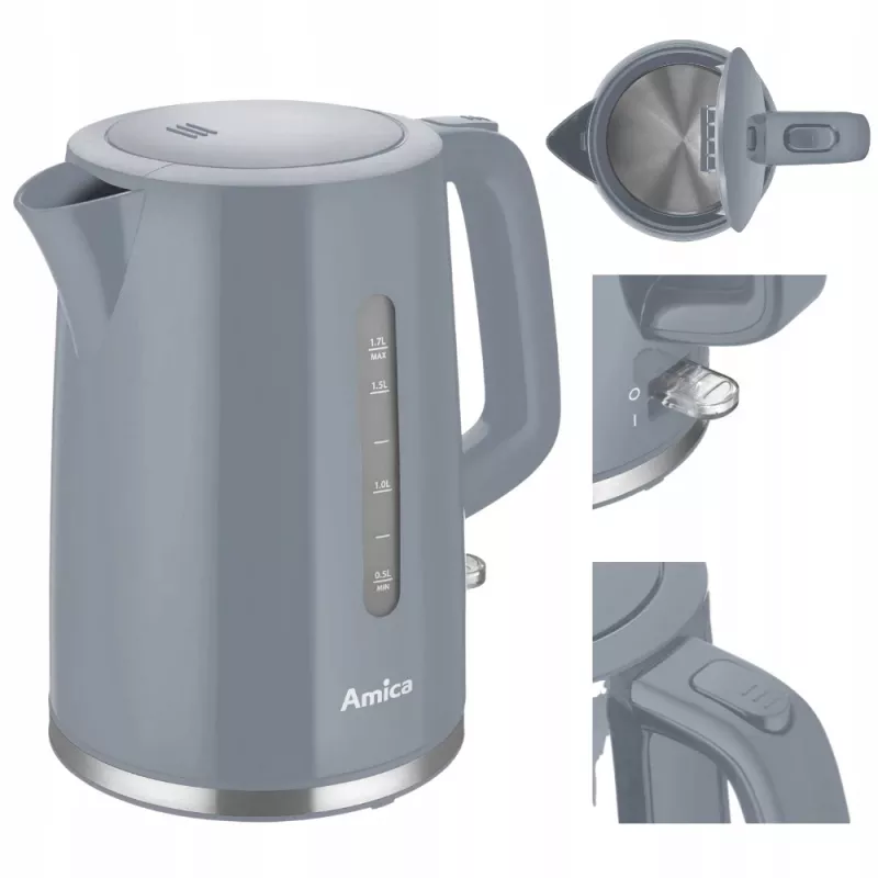 Chaleira elétrica Amica 1,7 l 2200 W cinzento
