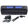 Carregador de baterias everActive NC-1600 — carregador universal DC para Li-Ion, suporta 16 células, tamanhos compatíveis AA/AAA/C, preto, AC 100–240V 50–60Hz
