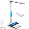 Media-Tech MT222 Leditou candeeiro de secretária LED com carregador sem fios Qi de 15 W, relógio, despertador, termómetro, branco
