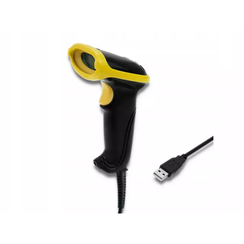 Qoltec 50867 leitor laser de códigos de barras 1D/2D, USB, preto