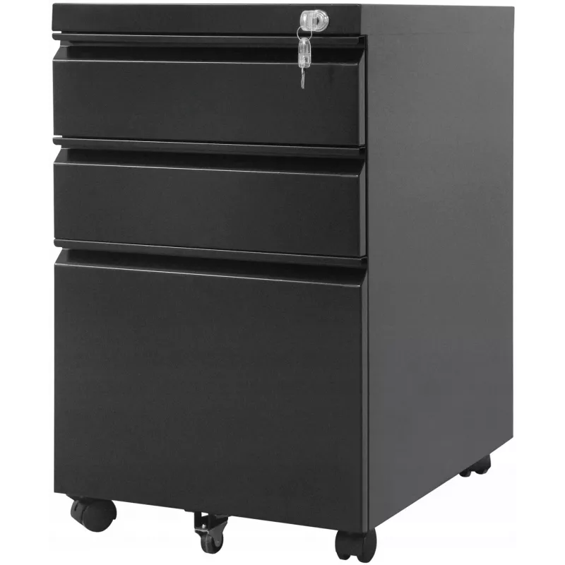 Unidade de gavetas de escritório Maclean MC-850 preto metal 2 gavetas