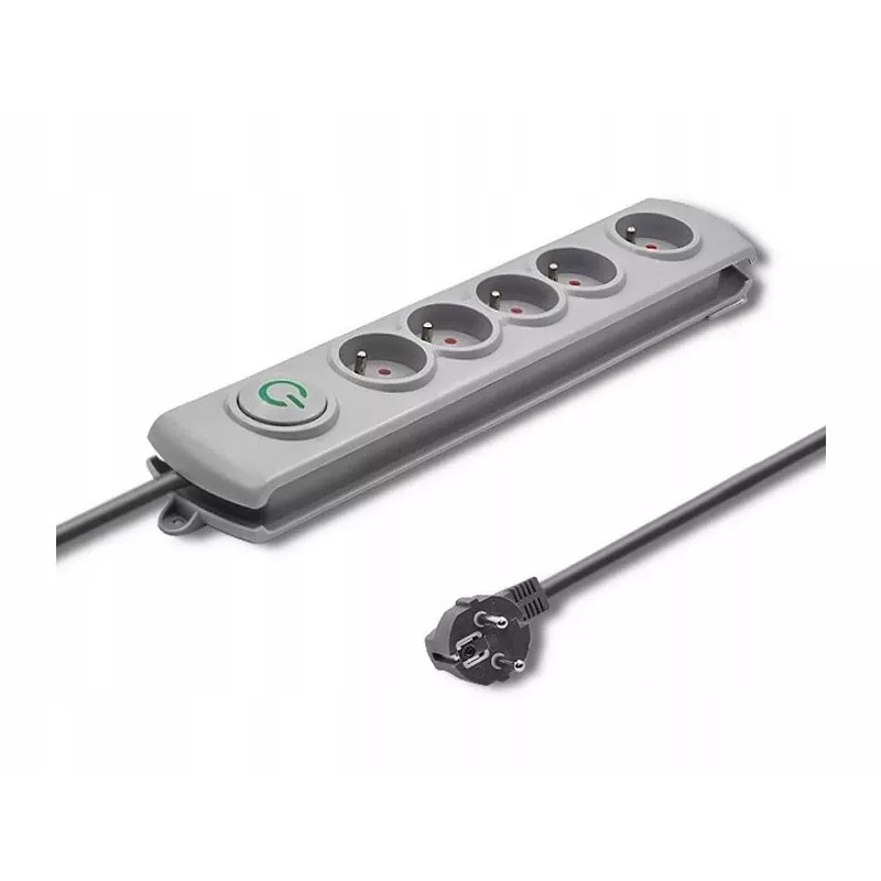 Proteção contra sobretensões Qoltec 50272 cinzento 5 tomadas AC 230V 3m