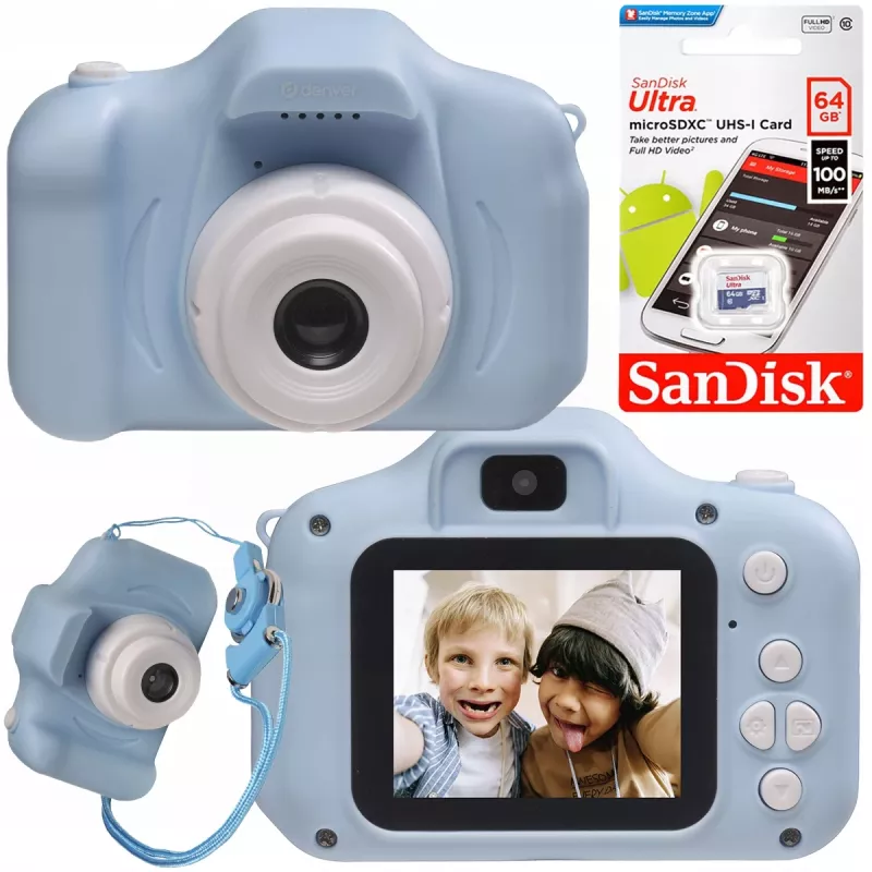 Câmara Denver KCA-1340BU para crianças brinquedo jogos cartão de 64GB