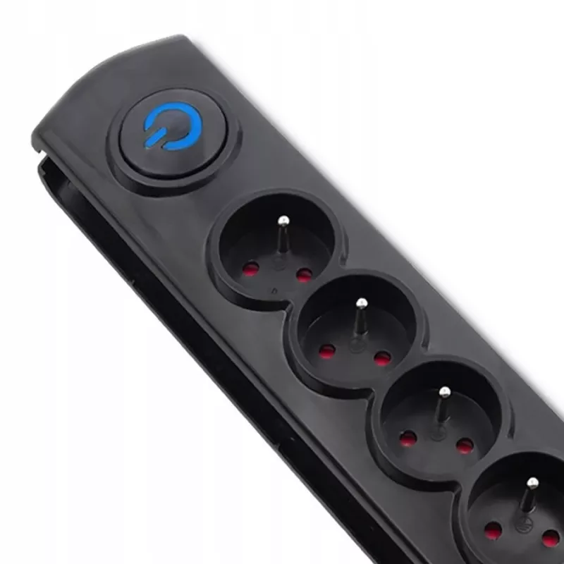 Proteção contra sobretensões Qoltec 50172 preto 6 tomadas AC 230V 5m
