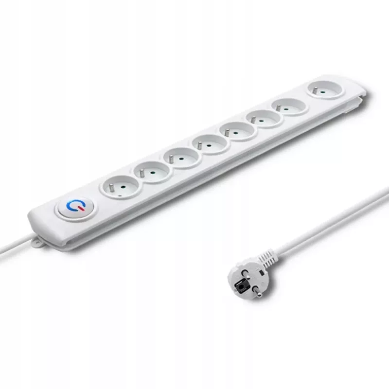Proteção contra sobretensões Qoltec 50293 branco 8 tomadas AC 230 V