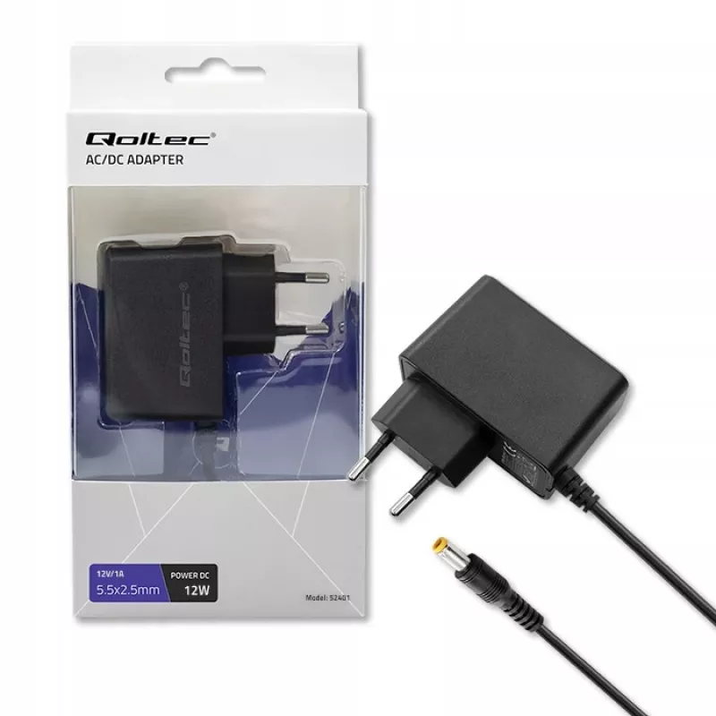 Fonte de alimentação Qoltec 52401 12 W interior preto para impressora POS