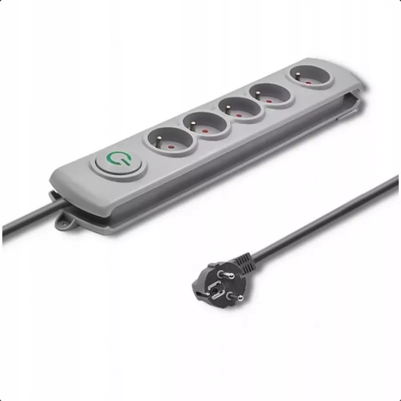 Proteção contra sobretensões Qoltec 50270 cinzento 5 tomadas AC 230V