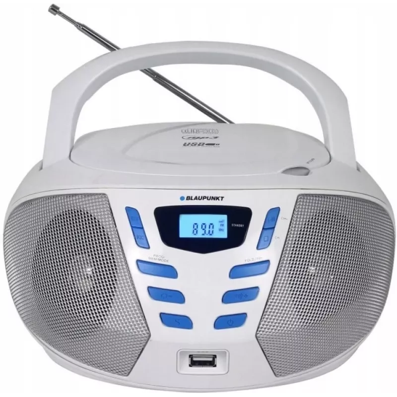 Aparelhagem estéreo portátil Blaupunkt BB7-WH, digital 2,4 W FM, cinzento, reprodução MP3
