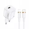Carregador de parede USAMS T36 Mini USB-C, 20 W, PD 3.0, com cabo USB-C para Lightning de 1 m