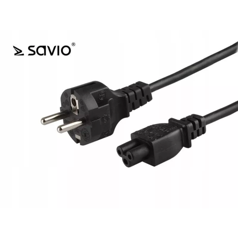 Cabo de alimentação SAVIO CL-67 1,2 m H03VV-F 3×0,75 mm² IEC C para CEE7/7 preto