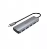 Hub USB Unitek P5+ — 5 portas (4 × USB 3.2 Gen 2 Type-A), host USB 3.2 Gen 1, 5 Gbit/s, 10 W PD, alumínio, cinzento