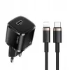 Carregador usams 1x USB-C T36 + Lightning PD – carregador PD compacto com USB-C e Lightning