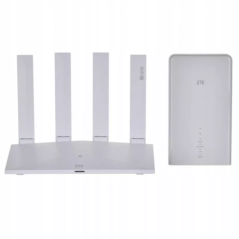 Kit de router Wi‑Fi ZTE MC889 com unidade exterior 5G LTE-A, Wi‑Fi 6, dupla banda 2,4/5 GHz, 160 MHz, 5 portas Gigabit, PoE, IP65 para uso exterior