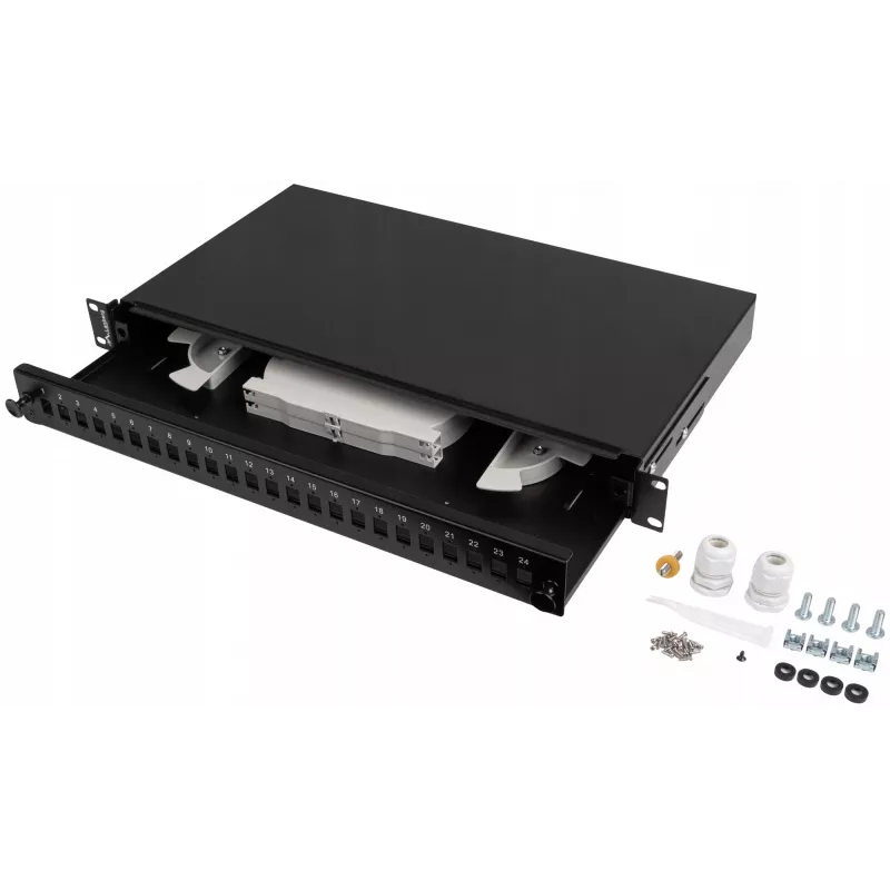 Patch panel de fibra ótica para rack 1U 24x SC/LC 19