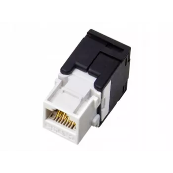 Ficha de cabo RJ45 Alantec MB001, conector fêmea reto, contactos banhados a ouro, AWG 22/24, 568 A, termoplástico, preto/branco