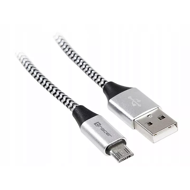 Cabo USB Tracer TRAKBK46928 1m USB A Micro-USB B preto prateado