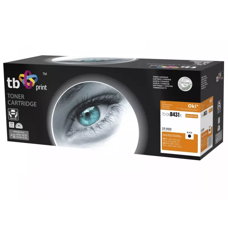 TB Print TO-DRB431R tambor para OKI B431 (44574302), 25 000 páginas, preto, remanufaturado