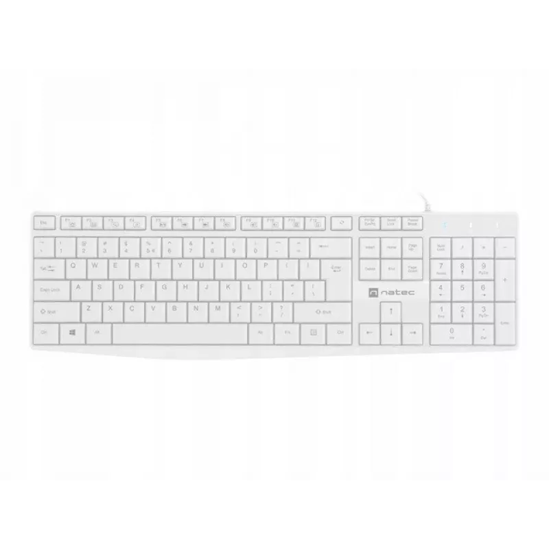 Teclado completo com fios NATEC NAUTILUS NKL-1951, 105 teclas, US International QWERTY, branco, USB, 1,8 m