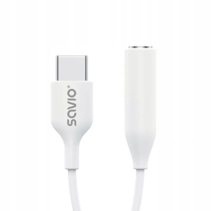 Adaptador de áudio USB Type 3.1 C (M) – Jack 3,5mm (F) branco SAVIO AK-52