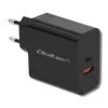 Qoltec 51716 carregador de parede 63 W, USB-C PD + USB QC 3.0, 5-20 V 1,5-3 A, preto