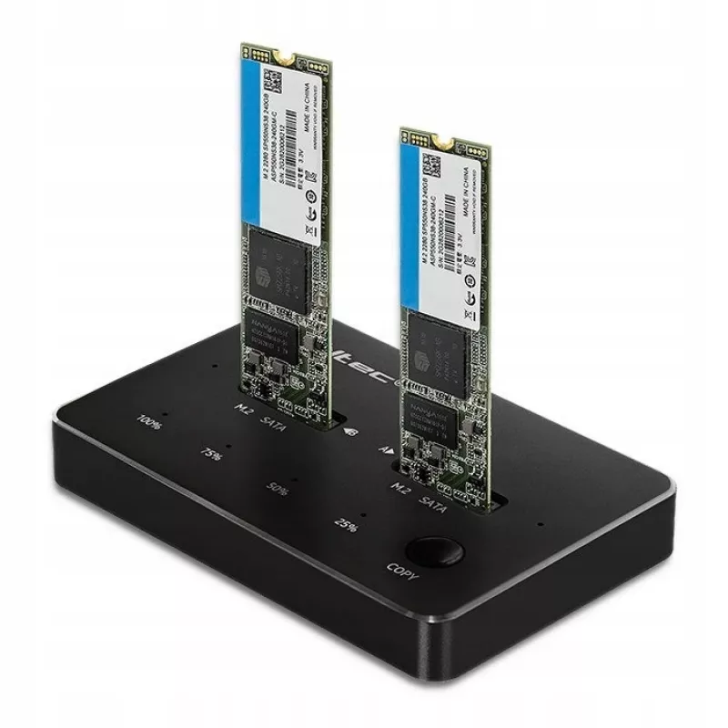 Estação de acoplagem Qoltec 50310 para 2x SSD M.2 SATA NGFF USB Type-C