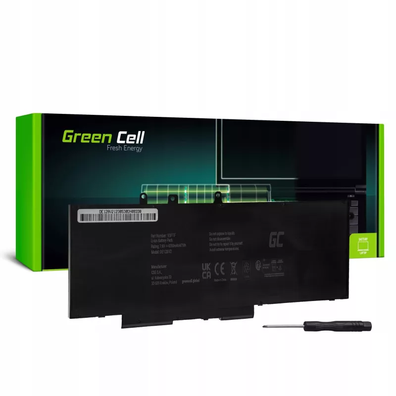 Bateria para portátil Green Cell GC-DE128V2 93FTF GJKNX, 7,6 V 6200 mAh, para Dell Latitude 5280/5290/5480/5490/5580