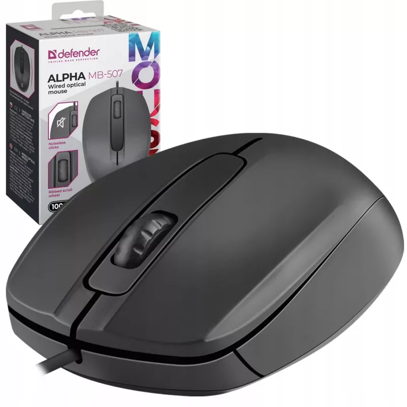 Rato de computador com fio Defender com clique silencioso