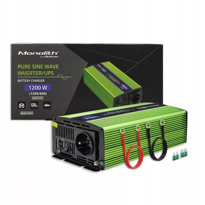 Inversor automóvel Qoltec Monolith 1200 W Verde 12 V