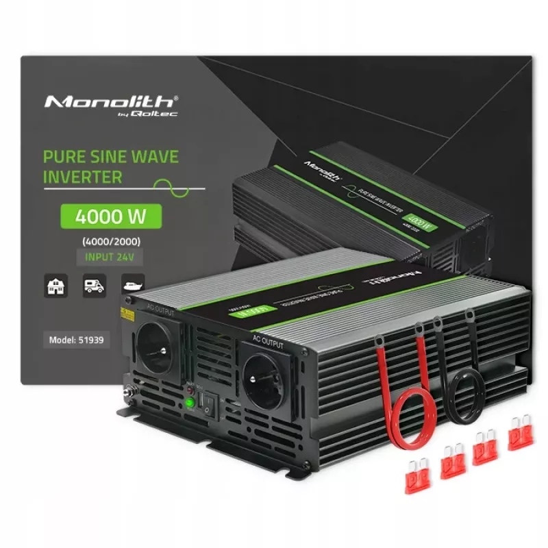 Qoltec Monolith Adaptador/conversor de corrente automóvel 4000 W Preto
