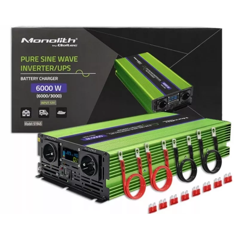 Inversor automóvel Qoltec Monolith 6000 W Verde 12 V