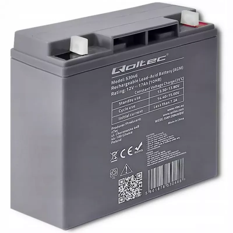 Qoltec 53046 bateria AGM 12 V 17 Ah, máx. 255 A