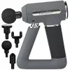 Nedis Pistola de massagem desportiva, 6 velocidades com 4 acessórios, motor sem escovas para recuperação e relaxamento muscular, pega triangular, recarregável - cinzento