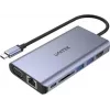 UNITEK uHUB O8+ Hub USB 3.2 Gen 1 Type-C com fio, Cinzento, 100W Power Delivery