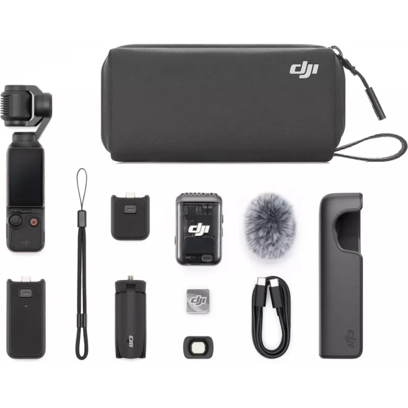 DJI Osmo Pocket 3 Creator Combo – 1 câmara gimbal CMOS, 4K/120fps, 2 ecrãs táteis OLED
